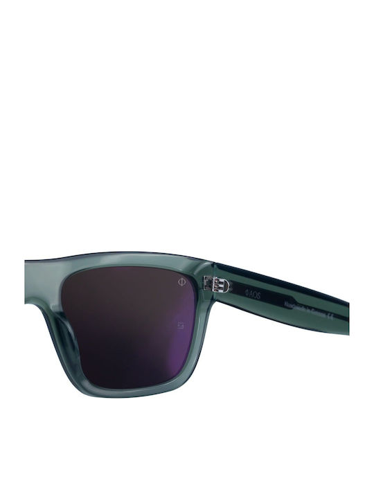 Faos Men's Sunglasses With Green Horn-Rimmed Frame And Green Lens 489387