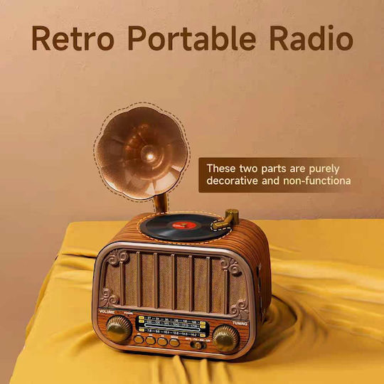 PR-1042 Retro Tabletop Radio Rechargeable with Bluetooth and USB