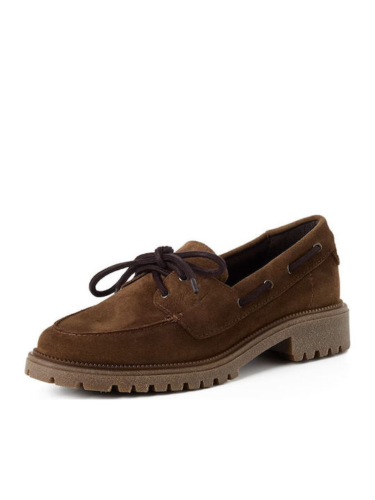 Damen Mokassins Aus Leder In Tabac Braun Farbe