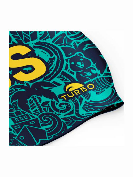 Turbo Aus Fun Silicone Swimming Cap Turbo Navy Turbo Aus Fun Silicone Swimming Cap Turbo Navy