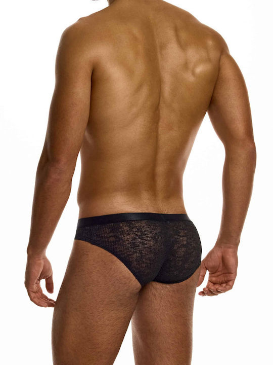 Herren Slip Schwarz mit Mustern 17613