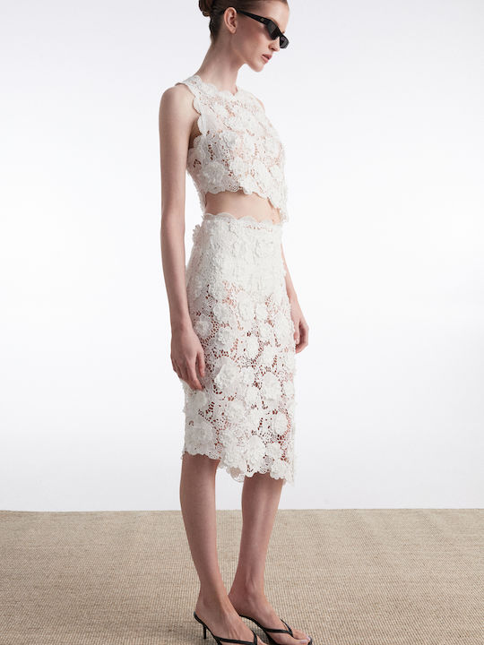 Midi Blumenrock Weiß