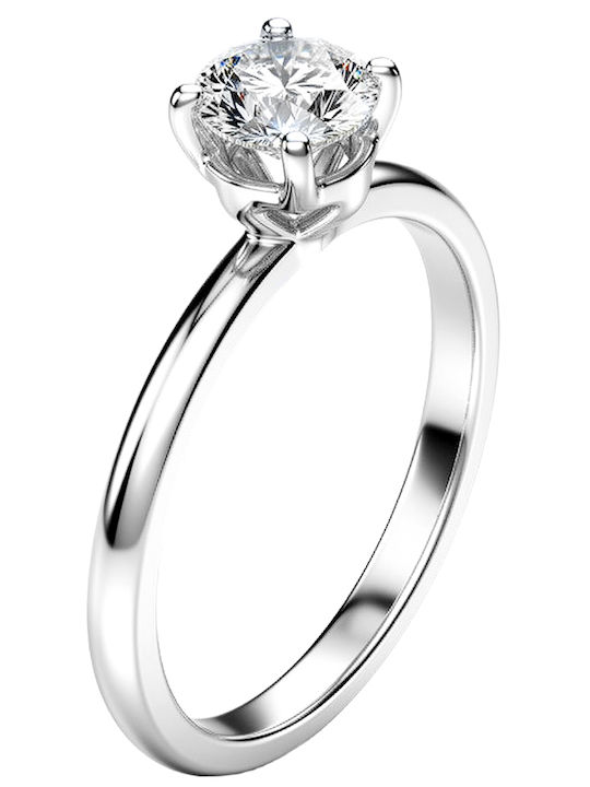 Xrisokosmima Single Stone Ring In 18K White Gold With Diamond