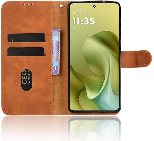 Leather Silicone Brown Wallet (Moto G86 Power)