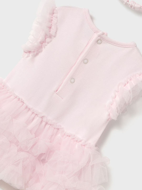 Mayoral Set Body pentru Bebeluși Mâneca scurta cu Accesoriu Pink 2buc