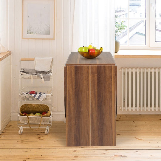 Foldable Wooden Brown Dining Table 75x80x163cm