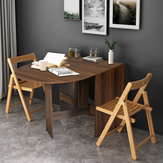 Foldable Wooden Brown Dining Table 75x80x163cm