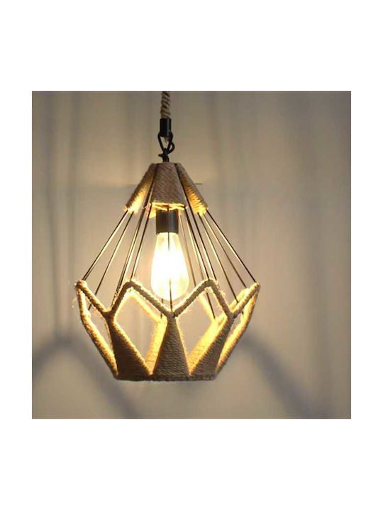 Boho Grid Pendant Light with E27 Socket 33x37cm