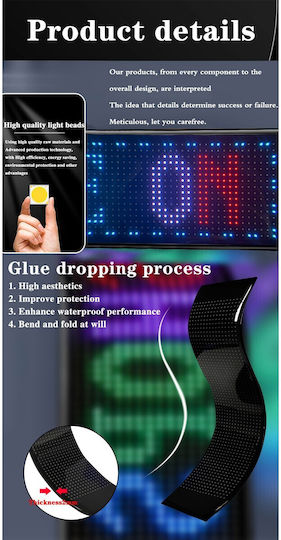 GloboStar Плъзгаща се LED табела Едностранна Водоустойчива 64x16cm RGB
