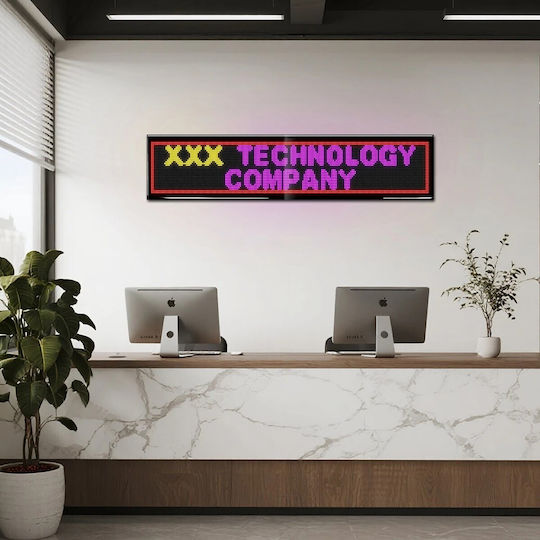 GloboStar Плъзгаща се LED Табела Едностранно Водоустойчива 192x32cm RGB
