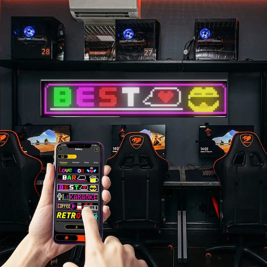 GloboStar Плъзгаща се LED Табела Едностранно Водоустойчива 192x32cm RGB