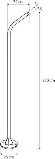 Globostar Urbano-280 Glb-000-0009 Metal Galvanized Lighting Pole Solar Street Light Outdoor Ral 7016 Grey Anthracite W84 X D25 X H280cm Glb-000-0009