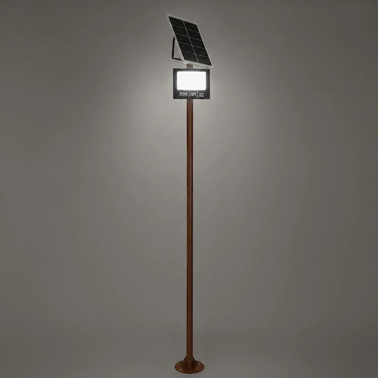 Globostar Helios-280 Glb-000-0005 Metal Galvanized Lighting Pole Solar Outdoor Spotlight RAL 8004 Corten Brown Matte W35 × D25 × H280cm Glb-000-0005