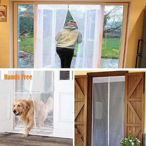 Hoomei Plasă de Ușă cu Scai cu Închidere Magnetică Albă 220x100cm