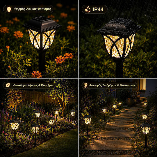 Set of 2 Spiked Solar Traffic Light Lanterns 0.2W with Warm White Light 3000K IP44