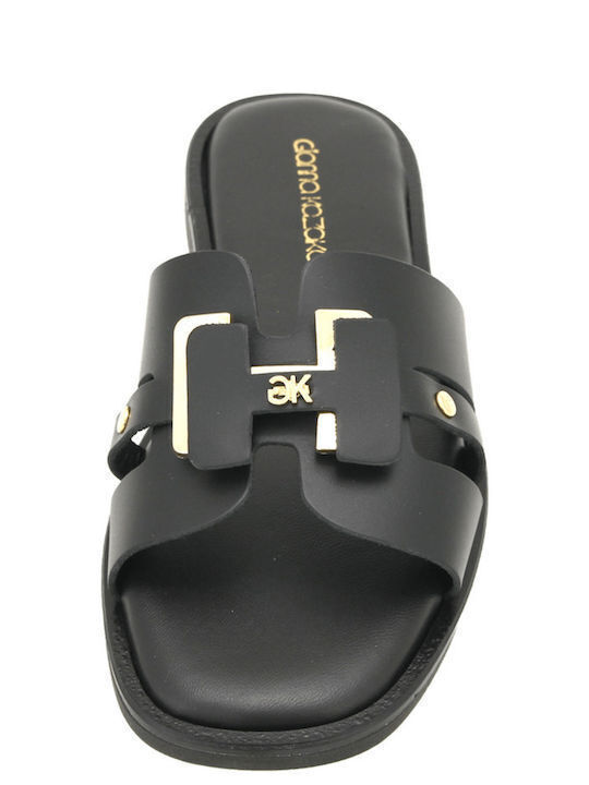 Leather Women's Flat Sandals Black