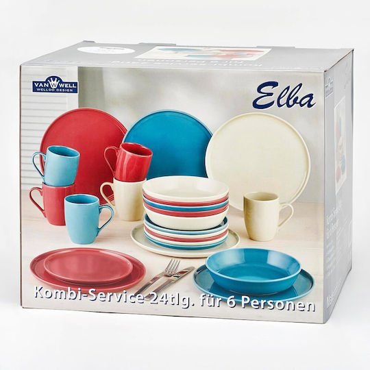 Serving Utensil Set 24 Pieces Light Blue Elba