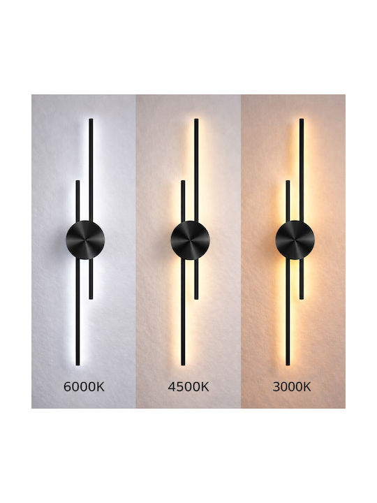 VenCore Modern Wall Lamp with Integrated LED and Adjustable White Light Black