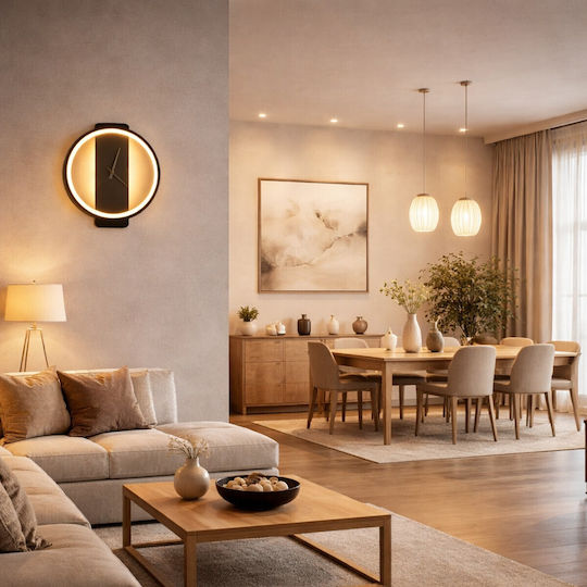 VenCore Modern Wall Lamp with Integrated LED and Adjustable Warm to Cool White Light Black 30x5cm