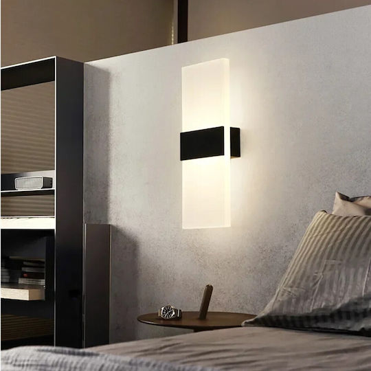 VenCore Modern Wall Lamp with Integrated LED and Adjustable White Light Black 5x30cm