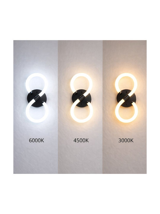 VenCore Modern Wall Lamp with Integrated LED and Adjustable White Light Black