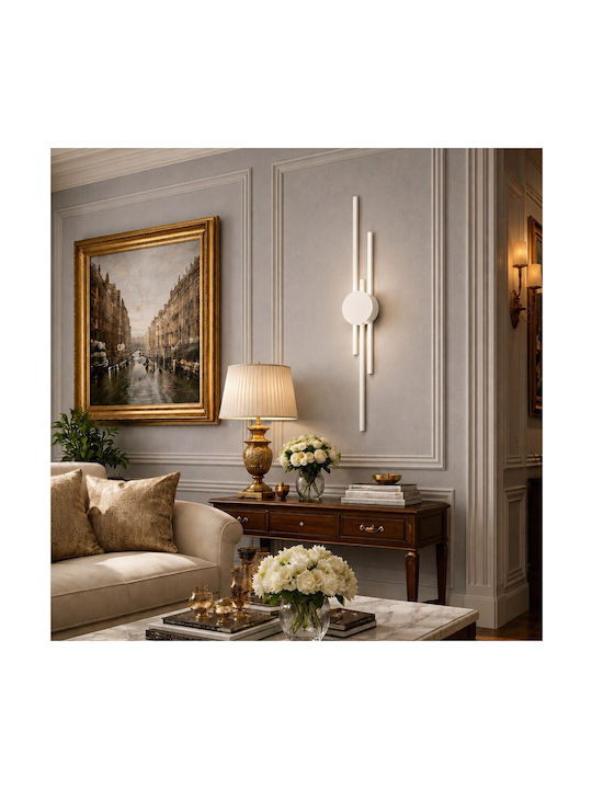 Vencore Stravon White 6093-20111 Μοντέρνο Επιτοίχιο Φωτιστικό Απλίκα Led 60cm 12w Λευκό Αλουμίνιο Ρυθμιζόμενο Cct Λευκό Ημέρας Θερμό Χειρισμός Cct Μέσω Διακόπτη On-off 6093-20111