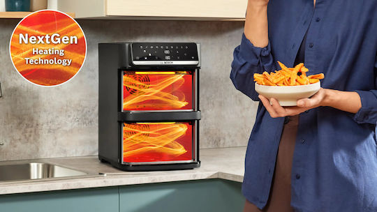 Bosch Series 6 Mafd661b4 Air Fryer με Διπλό Αποσπώμενο Κάδο 12lt Μαύρο