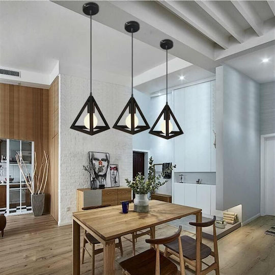 VenCore Κρεμαστό Φωτιστικό Μαύρο με Ντουί E27 25x25x21εκ.