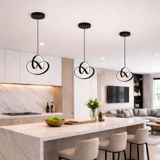 VenCore Black LED Pendant Ceiling Light with Adjustable Warm to Cool White Light 25x25x32cm