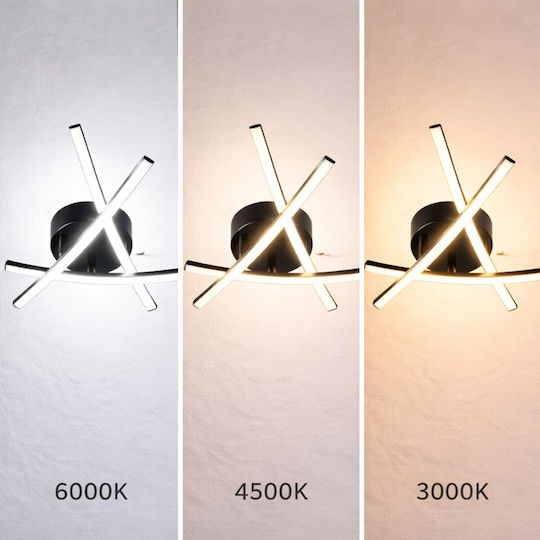 VenCore Plafonieră de Tavan 48cm Neagră cu LED Integrat și Telecomandă
