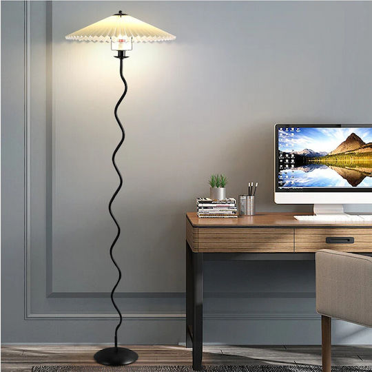 Vencore Curion Black 6091-20009 Modern Floor Lamp Single Light Black Aluminum Beige Shade Base-Socket 1xe27 Φ40 X H155cm 6091-20009