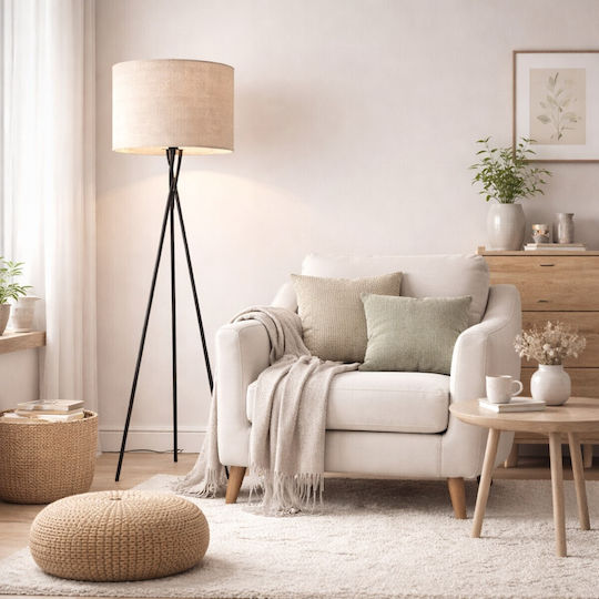 VenCore Floor Lamp H160xL40cm with Socket for E27 Bulb Gold
