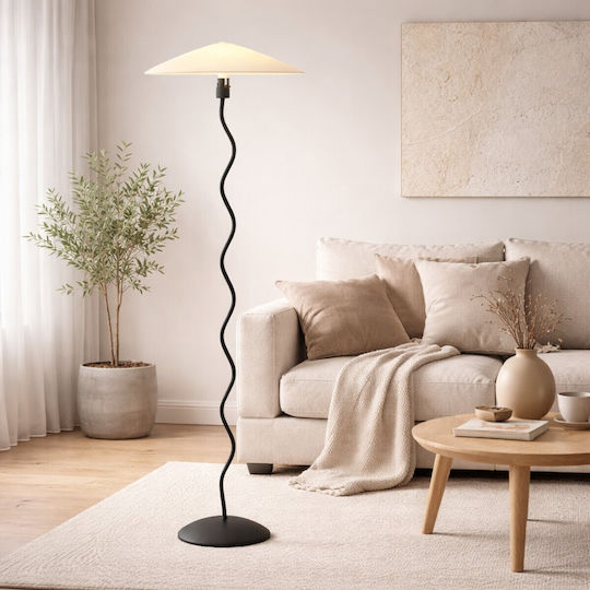 Vencore Curion White 6091-20010 Modern Floor Lamp Single Light White Aluminum Beige Shade Base-Socket 1xE27 Φ40 x H155cm 6091-20010