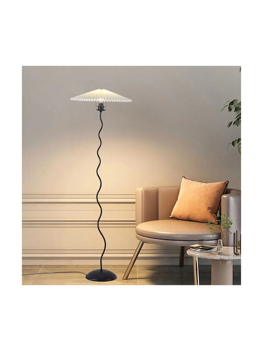 Vencore Curion White 6091-20010 Modern Floor Lamp Single Light White Aluminum Beige Shade Base-Socket 1xE27 Φ40 x H155cm 6091-20010