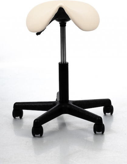 Pony Medizinischer Hocker Cream Ergonomischer Rollenstuhl Anatomische Position Bett Massage Physiotherapie Reflexologie Zahnärzte Stoßdämpfer Kunststoffbasis