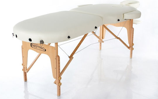 Rest Pro Vip Oval 2 Wooden Folding Beige Massage and Physiotherapy Bed 192x70cm