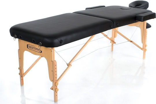 Rest Pro VIP 2 Pat Masaj și Fizioterapie Portabil/Pliabil Negru din Lemn 192x70cm