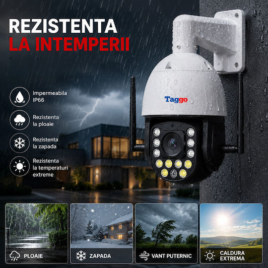 Taggo Taggo-Pro80-99X-Wi-Fi Cameră de Supraveghere Wi-Fi 4K Impermeabilă cu Comunicare Bidirecțională