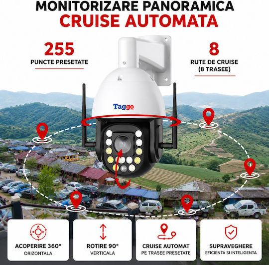 Taggo TAGGO-PRO50-99X-WIFI IP Cameră de Supraveghere Wi-Fi/4G Full HD+ 5MP Rezistentă la Apă cu Comunicare Bidirecțională pe Baterie