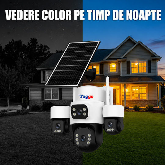 Taggo TAGGO-PRO-Q50-1PANOU IP Cameră de Supraveghere 4G 15MP Impermeabilă cu Baterie cu Comunicare Bidirecțională și Obiectiv 1.6mm