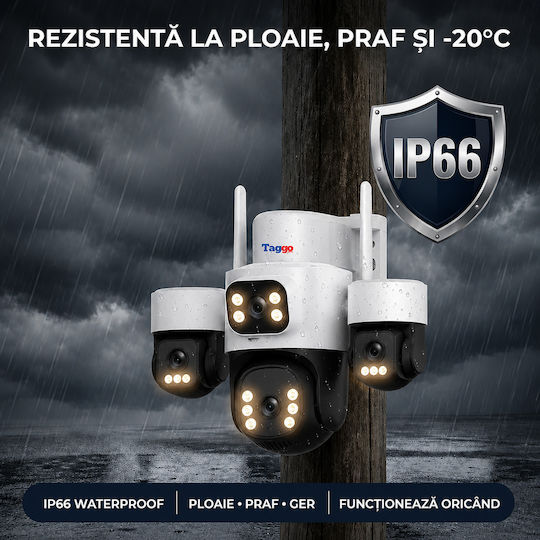 Taggo Pro Q50 IP Cameră de Supraveghere 4G 15MP Impermeabilă cu Comunicare Bidirecțională și Obiectiv de 1.6mm