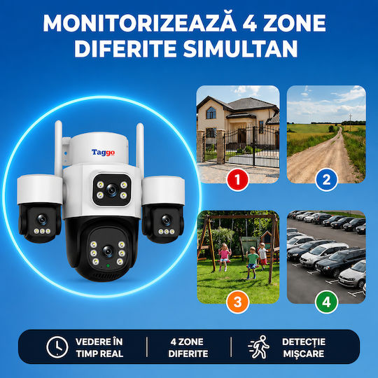 Taggo Pro Q50 IP Cameră de Supraveghere 4G 15MP Impermeabilă cu Comunicare Bidirecțională și Obiectiv de 1.6mm