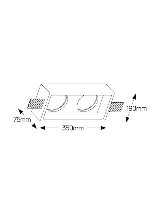 Geyer Square Plaster Recessed Spot with Socket G9 2xR111 White 35x35cm. 1pcs