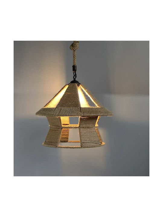 Boho Grid Pendant Light with E27 Socket 40x30cm