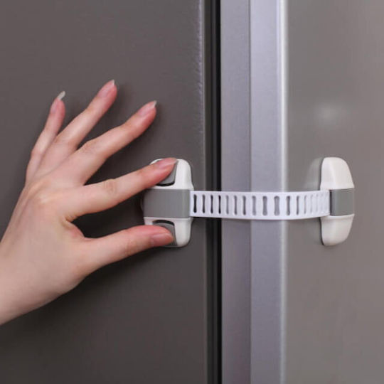 Cabinet & Drawer Lock with Sticker Plastic White Colour 5.5x20cm 4pcs