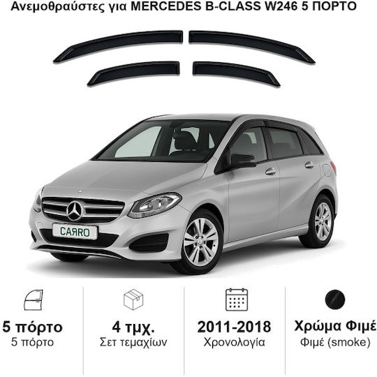 Heko Set of Windbreakers Front and Rear Car Dark Fime for Mercedes-Benz B Class 4pcs