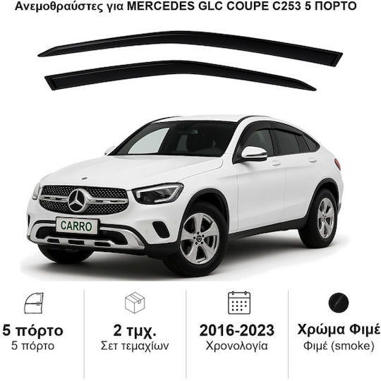 Heko Σετ Ανεμοθραύστες Αυτοκινήτου Μπροστινοί Σκούρο Φιμέ για Mercedes-Benz GLC 2τμχ
