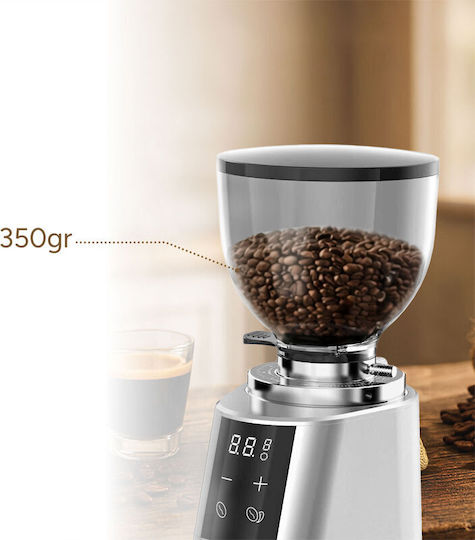 Rohnson Electric Coffee Grinder 260W with 350gr Capacity and 100 Grind Levels Silver