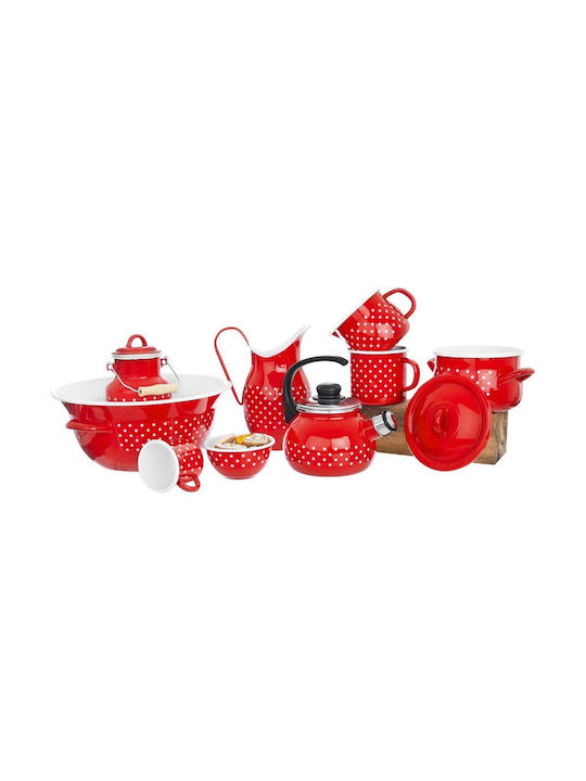 Orion General Use Vase with Lid made of Stainless Steel Red 2000ml 1 Piece