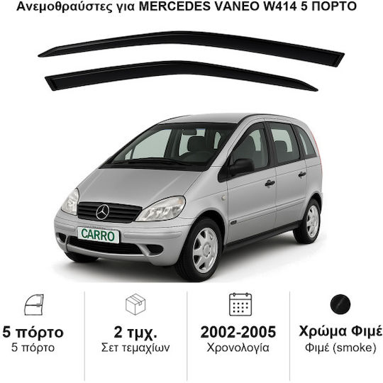 Heko Set of Windbreakers Front Car Dark Fime for Mercedes-Benz Vaneo 2pcs
